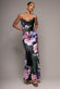 FLORAL PRINT SATIN COWL NECK MAXI DRESS DR5191
