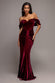 OFF SHOULDER BARDOT DRAPED VELVET MAXI DRESS DR5194