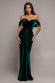 OFF SHOULDER BARDOT DRAPED VELVET MAXI DRESS DR5194