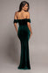 OFF SHOULDER BARDOT DRAPED VELVET MAXI DRESS DR5194