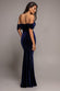 OFF SHOULDER BARDOT DRAPED VELVET MAXI DRESS DR5194