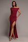 ASYMMETRIC ONE SHOULDER FRONT SPLIT SCUBA CREPE MAXI DRESS DR5200