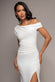 ASYMMETRIC ONE SHOULDER FRONT SPLIT SCUBA CREPE MAXI DRESS DR5200