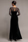 DIAMANTE SLEEVES ILLUSION NECK FRONT WRAP VELVET MAXI DRESS DR5221