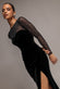 DIAMANTE SLEEVES ILLUSION NECK FRONT WRAP VELVET MAXI DRESS DR5221