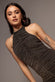 HALTER NECK FRONT GATHERED BACKLESS GLITTER MAXI DRESS DR5230