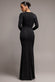 PLUNGE NECK LONG SLEEVE FRONT DRAPED LUREX MAXI DRESS DR5231
