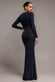 PLUNGE NECK LONG SLEEVE FRONT DRAPED LUREX MAXI DRESS DR5231