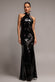 SEQUIN OPEN BACK HALTER NECK MAXI DRESS DR5237
