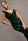 SEQUIN & VELVET OFF THE SHOULDER WRAP MAXI DRESS DR5256