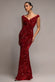 SEQUIN & VELVET OFF THE SHOULDER WRAP MAXI DRESS DR5256