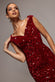SEQUIN & VELVET OFF THE SHOULDER WRAP MAXI DRESS DR5256