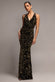 SEQUIN & VELVET V NECK CROSS BACK MAXI DRESS DR5257