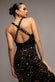 SEQUIN & VELVET V NECK CROSS BACK MAXI DRESS DR5257