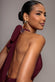 HALTER NECK EMPIRE WAIST GATHERED MAXI DRESS BY GODDIVA DR5259