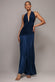 HALTER NECK EMPIRE WAIST GATHERED MAXI DRESS BY GODDIVA DR5259