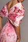 PRINTED OFF SHOULDER SATIN BOW BACK MAXI DRESS BY GODDIVA DR5282