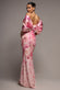 PRINTED OFF SHOULDER SATIN BOW BACK MAXI DRESS BY GODDIVA DR5282