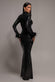 HIGH NECK FEATHER SLEEVE SEQUIN MAXI DRESS DR5283