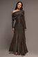 OFF SHOULDER GATHERED BARDOT ASYMMETRIC LUREX MAXI DRESS DR5288