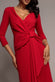 FRONT WRAP ASYMMETRIC HEM SCUBA MAXI DRESS DR5295