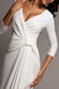 FRONT WRAP ASYMMETRIC HEM SCUBA MAXI DRESS DR5295