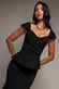 CAP SLEEVE SWEETHEART PEPLUM SCUBA MAXI DRESS DR5302