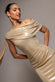 SASH ONE SHOULDER BARDOT FOIL MAXI DRESS DR5304