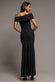 ONE SHOULDER FIT AND FLARE SEQUIN MAXI DRESS - BLACK RED BY GODDIVA DR5324
