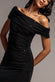 ONE SHOULDER FIT AND FLARE SEQUIN MAXI DRESS - BLACK RED BY GODDIVA DR5324