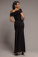 ONE SHOULDER FIT AND FLARE SEQUIN MAXI DRESS - BLACK RED BY GODDIVA DR5324