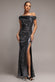 ASYMMETRIC ONE SHOULDER FRONT SPLIT SEQUIN MAXI DRESS DR5331