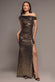 ASYMMETRIC ONE SHOULDER FRONT SPLIT SEQUIN MAXI DRESS DR5331