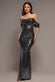 SEQUIN LUREX OFF SHOULDER COWL BARDOT MAXI DRESS DR5332