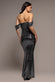 SEQUIN LUREX OFF SHOULDER COWL BARDOT MAXI DRESS DR5332