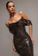 SEQUIN LUREX OFF SHOULDER COWL BARDOT MAXI DRESS DR5332