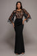 KIMONO SLEEVE LACE-SCUBA CREPE MERMAID MAXI DRESS DR5350