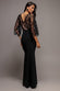 KIMONO SLEEVE LACE-SCUBA CREPE MERMAID MAXI DRESS DR5350