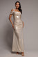 ONE SHOULDER ASYMMETRIC TWIST FOIL MAXI DRESS DR5351