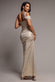 ONE SHOULDER ASYMMETRIC TWIST FOIL MAXI DRESS DR5351