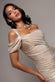 ONE SHOULDER ASYMMETRIC TWIST FOIL MAXI DRESS DR5351