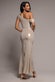 COWL NECK ONE SHOULDER FOIL MAXI DRESS DR5352