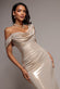 COWL NECK ONE SHOULDER FOIL MAXI DRESS DR5352