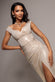 OFF THE SHOULDER CORSET WRAP CORSET FOIL MAXI DRESS DR5364