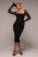 Dobby Mesh Feather Sleeve Bodycon Midi Dress DR4639