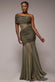 Gathered One Shoulder Sheer Panel Maxi Dress DR4828
