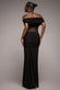 Gathered Off The Shoulder Mesh Waist Panel Maxi Dress DR4857