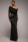 Gathered Cowl Asymmetric Mesh And Soft Touch Maxi Dress DR4800