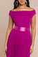 Cowl Neck Pleated A-Line Chiffon Midi Dress DR4501