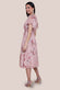 Printed Lurex A-Line Flutter Sleeve Midi Dress DR4516